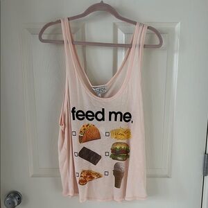 NWT Wildfox Women's Pink Graphic Junk Food Feed Me Tank Top Large